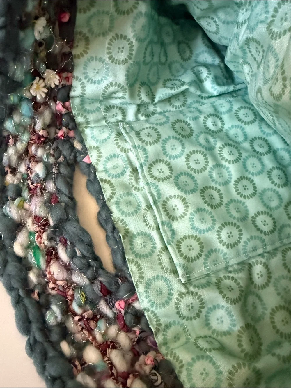 Boho Style Hand Knitted Multicolor Fringe Shoulder Bag - Green